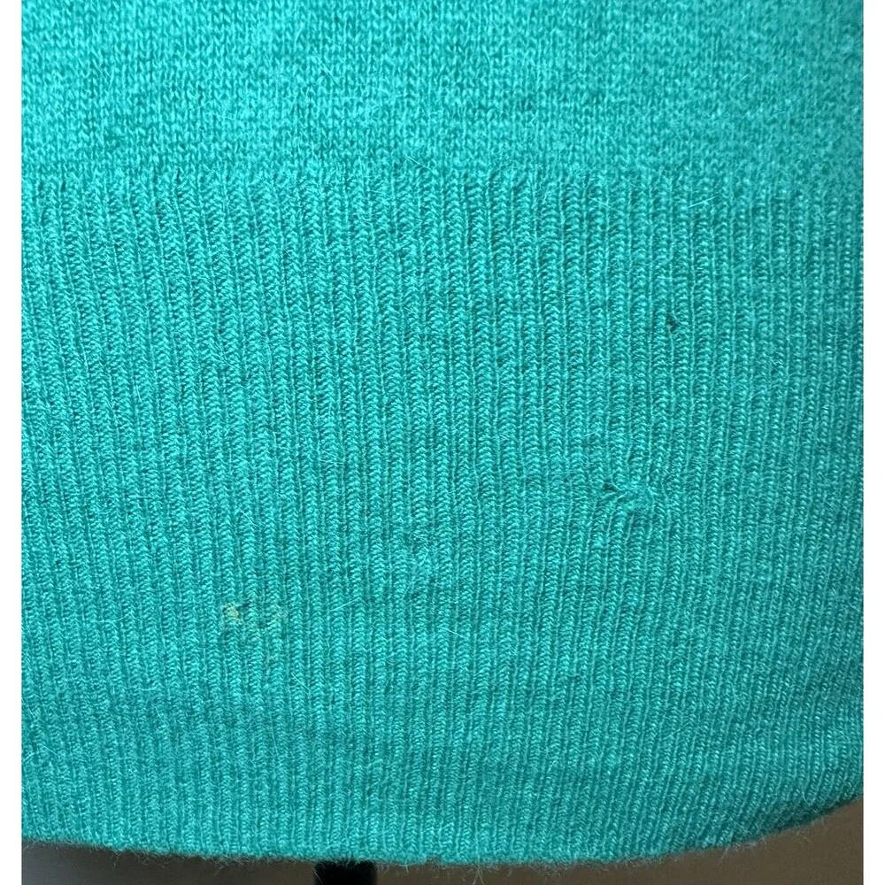 VTG Bloomingdale's y.e.s. Green Lambswool Angora Rabbit Nylon Blend‎ Sweater MED